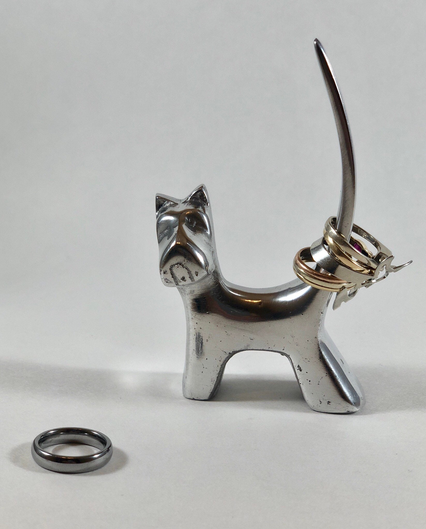 Dog Ring Holder Metal Made Silver Smooth Finish Etsy