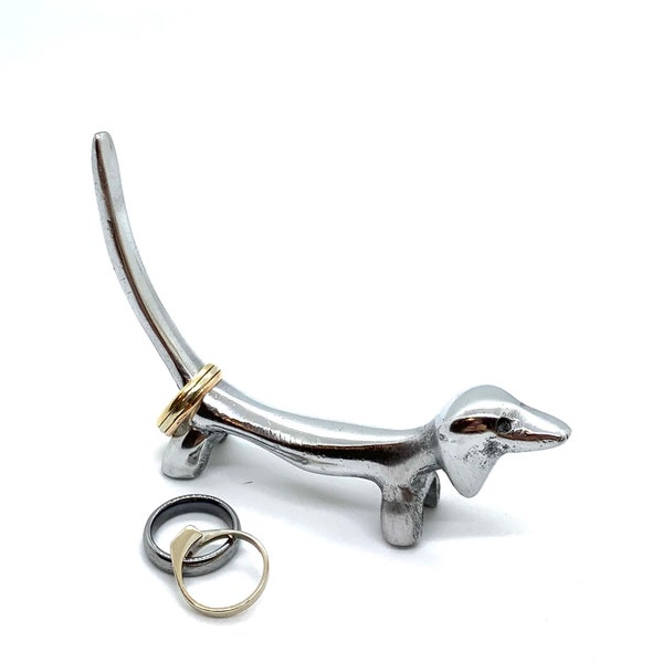 Dachshund Dog Ring Holder Silver Finish. Adorable must have