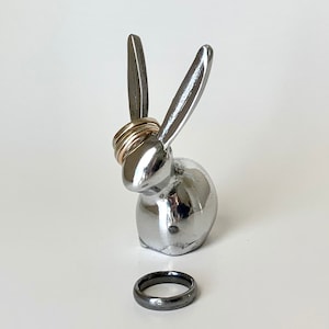 Adorable Bunny Ring Holder Silver Finish, animal lovers must have
