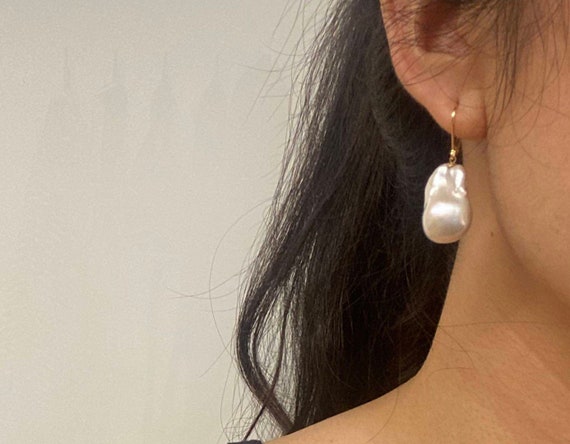 Baroque pearl earrings etsy online