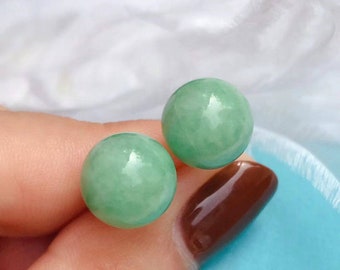 Jade Ball Stud Earring,18K Gold Jade Ball Stud Earring