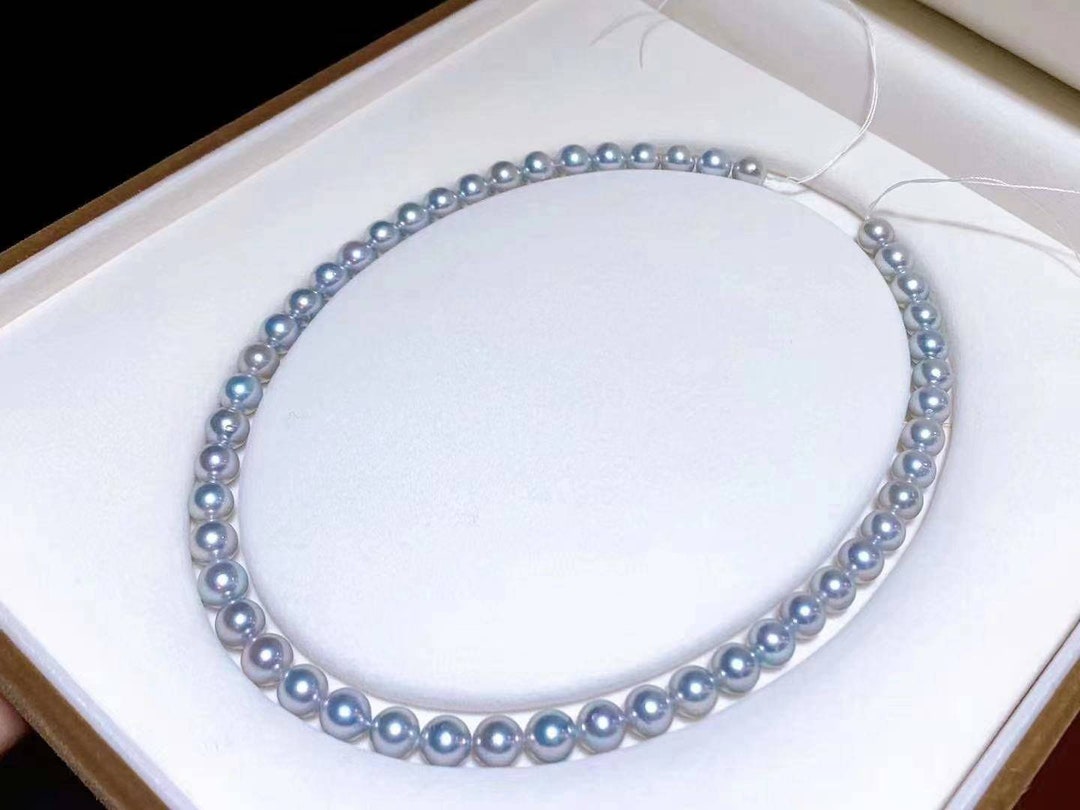 88.5mm Akoya Pearl Strand Necklace,blue Rose Pearl Strand,pearl Beaded