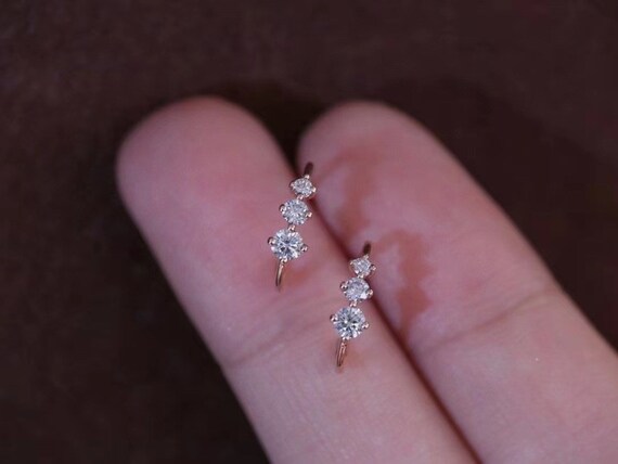 Half hoop shop diamond earrings