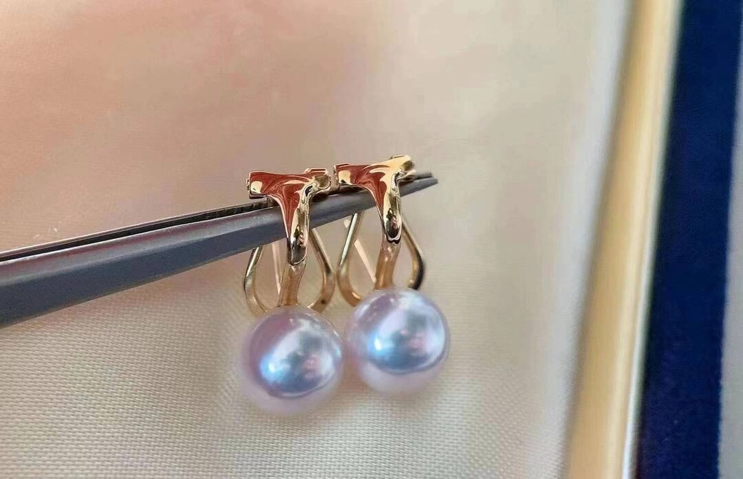 18K Gold Pearl Clipon Earring,pearl Clipon Earring,pearl Clipon Etsy