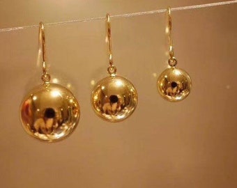 18K Gold Ball Dangle Earring, Drop Earrings,Gold Ball Drop Earring,8MM,10MM Gold Ball Dangle Earring