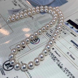 8.0-8.5MM Tennyo Akoya Pearl Strand Necklace,White Akoya Pearl Beaded Strand Necklace,Pearl Strand Necklace