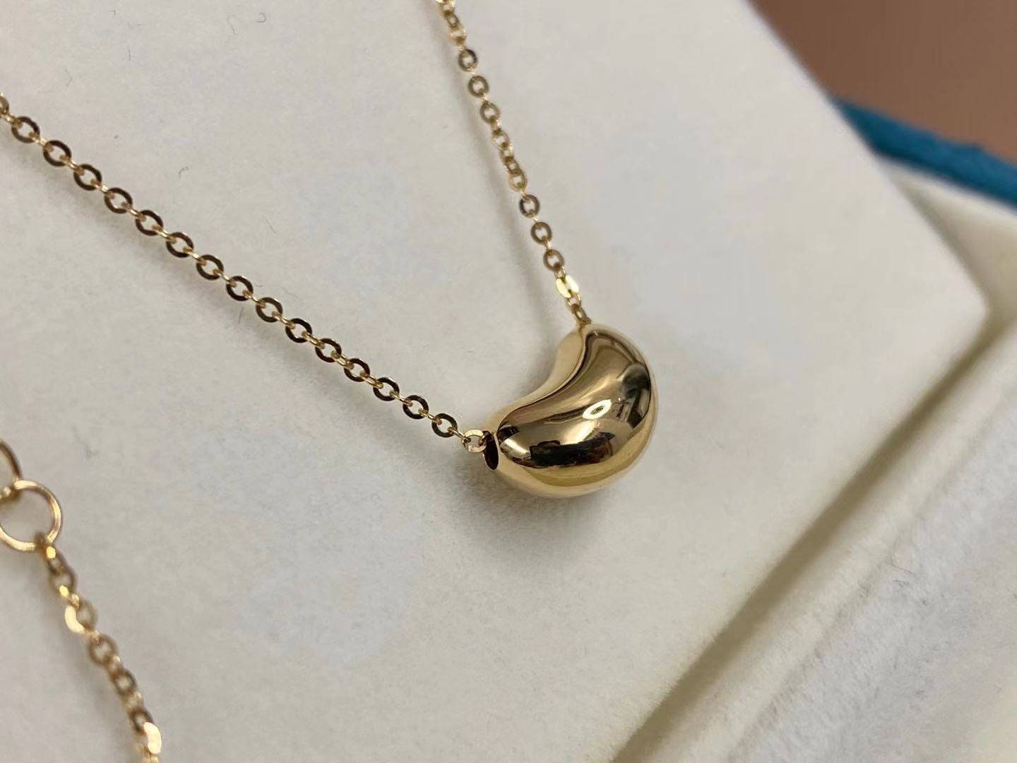 18K Gold Bean Shaped Pendant Necklace love Bean Necklace bean