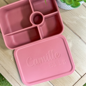 5 Compartments Personalized Silicone Lunch Box, Custom Lunch Box, Custom Bento Box, Kid Custom Lunch Box, Custom Food Storage