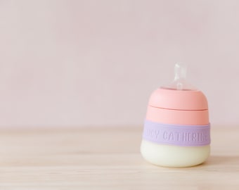 Faixas de mamadeira personalizadas, rótulos personalizados de garrafas de água de silicone para crianças, rótulos de mamadeiras