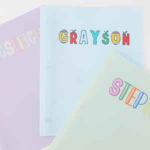 Personalized Folder for Kids – Back to School Plastic Folder with Name – Durable 2-Pocket Folder with UV DTF Design