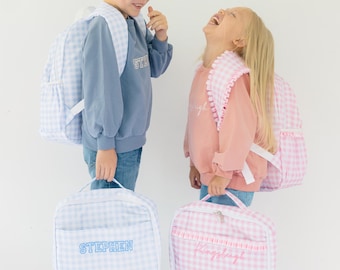 Personalized Gingham Backpack, Daycare backpack, custom backpack, toddler Backpack, waterproof backpack, daycare backpack
