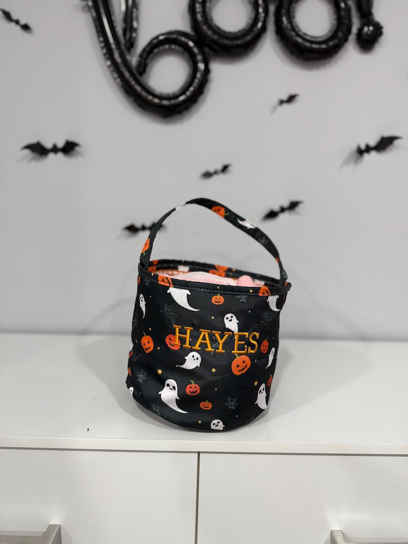 Personalized Halloween Basket for Kids – Embroidered Trick or Treat ...
