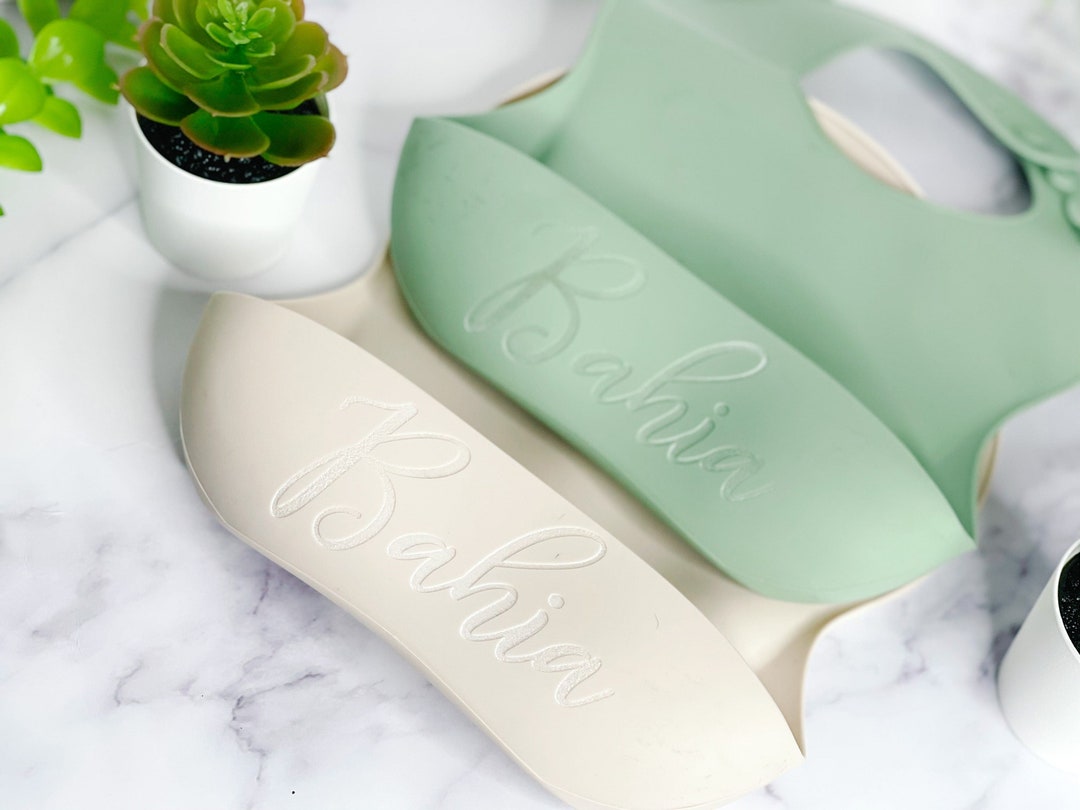 Personalized Name Bib, Custom Engraved Bib, Silicone Bib, Toddler Bib ...