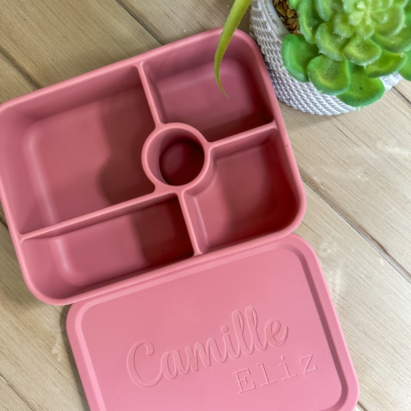 5 Compartments Personalized Silicone Lunch Box, Custom Lunch Box, Custom Bento Box, Kid Custom Lunch Box, Custom Food Storage