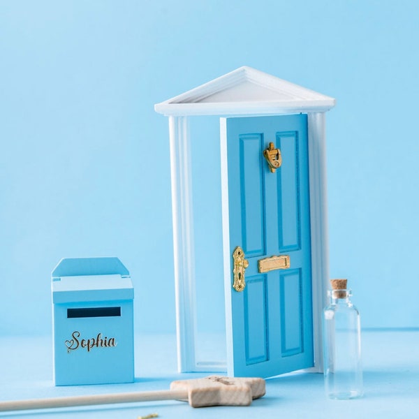 Personalized Magic Tooth Fairy Door Kit with Mailbox and star magic wand