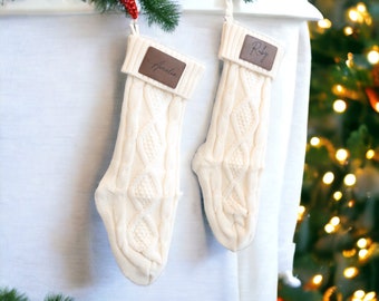Personalized Ivory Christmas Stocking, Custom Name, Holiday Decor