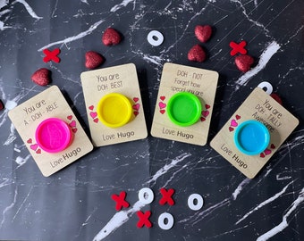 PlayDoh Valentines, wood Valentine Cards, Non-Candy Valentine Cards, Play-Doh Valentines, Valentines gift for kids, Class Party Valentines