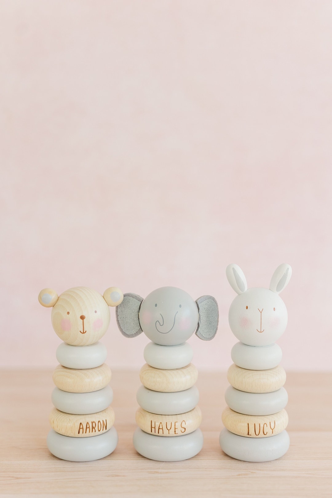 Toy Stack Rabbit Personalized Wooden Bunny Stacking Toy, Stacker Wooden Elephant Teddy ...