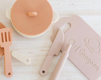 Personalized Kid's Cooking Set, kitchen gift for toddler, custom kitchen set for toddler, Young Chef Gift, Child kitchen Set,