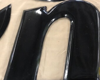 Porcelain Sign Letter - Black- N or U