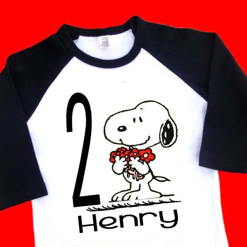 Personalized Snoopy and Woodstock Birthday T-Shirt