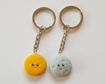 Set portachiavi Sole e Luna, regalo compagno celeste