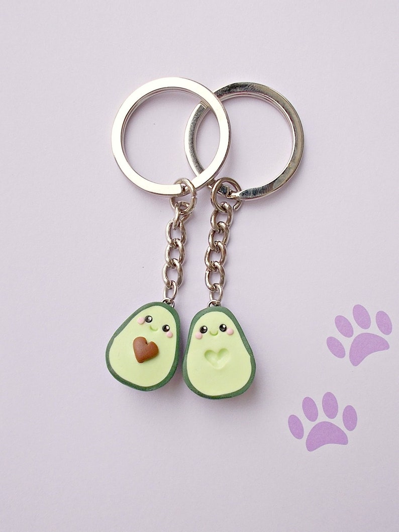 Best Friend Gifts Valentines Day Easter Gift Avocado Keychain Boyfriend Girlfriend Gift for him her Gift for best friends image 3