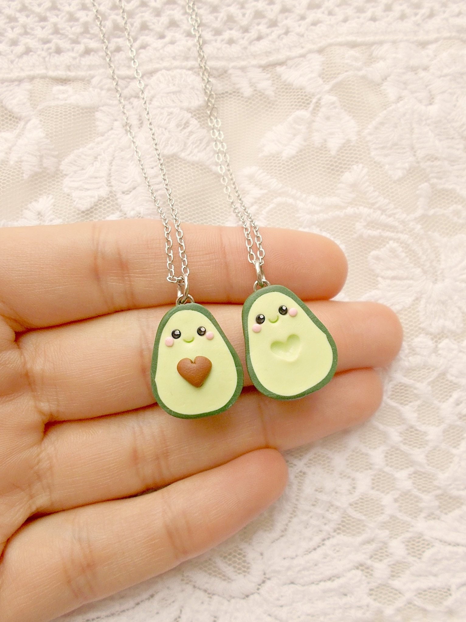 2Pcs/Set Green Avocado Friendship Necklace Pendant Bff Necklace or Keychain  Best Friend Charm Avocado Accessoiries Healthy Food Miniature Bff Gift  Present | Wish