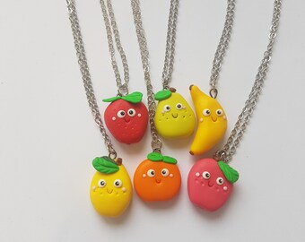 Fruit Necklace Apple Lemon Orange Pear Strawberry Banana Stainless Steel Necklace