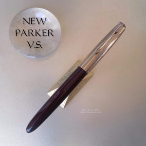 New PARKER VS  Vintage  burgundy and gold filled cap fountain pen original gold nib M Excellent
