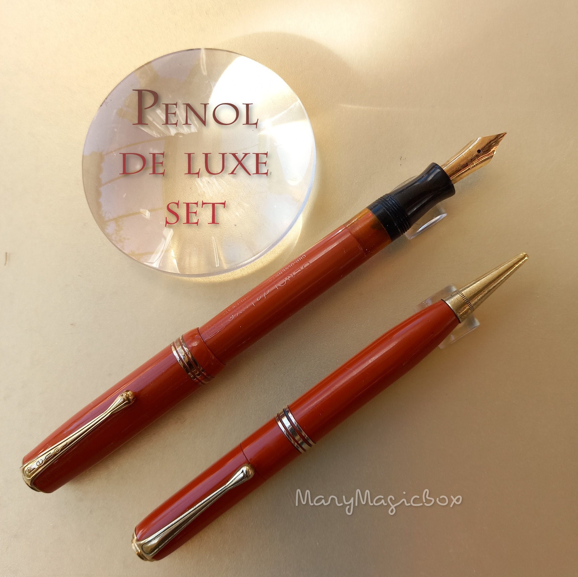 Ontslag van nu af aan wervelkolom Penol De Luxe Set Danish Coral Red vintage Pencil N3 and - Etsy