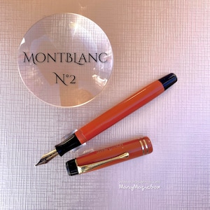 Montblanc Simplo  Coral Red No.2  Danish vintage fountain pen -gold 14 k Nib OF flex -Rare Pen -excellent condition