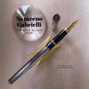 Nazareno Gabrielli  -Sterling silver -Vermeil- laquered  made in Italy fountain pen gold nib M mint condition NOS in original box