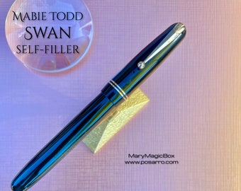 SWAN Mabie Todd 3240 Stylo plume vintage auto-remplissant plume or vert foncé B Excellent état