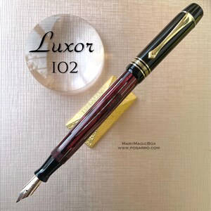 Luxor 102 Vintage  fountain pen   burgundy striped celluloid-nib  size M -made in Germany 1940- Excellent condition