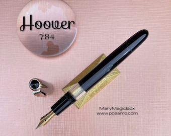 Pluma estilográfica vintage HOOVER 784 negro - plumín de acero EF - Excelente estado