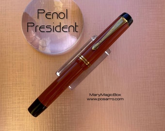 PENOL President pluma estilográfica danesa vintage punta de oro de 14 k F Excelente estado de escritura