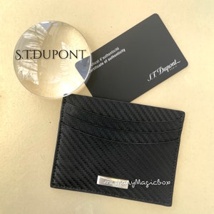 S.T.Dupont etui tarjeta de crédito piel de becerro de carbono Colección Défi Tarjetero de carbono Negro Menta NOS