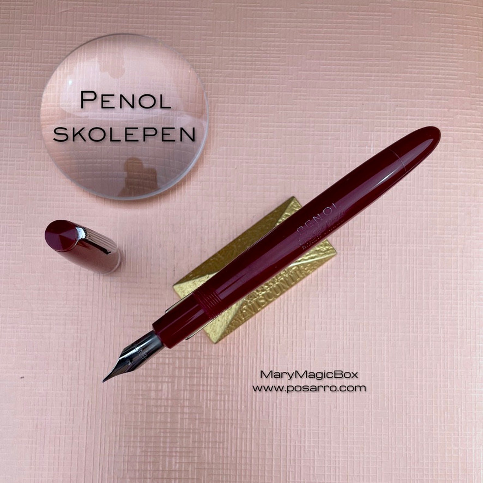 Penol Skolepen burgundy vintage fountain pen steel nib Extra Fine firm
