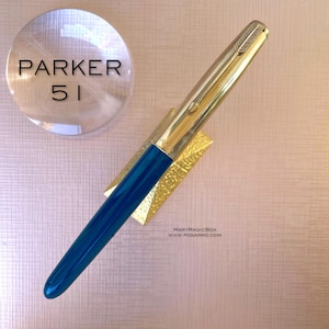 PARKER 51 Vintage Füllfederhalter blau - gold gerollte Kappe original Goldfeder F Excellent