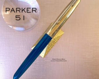 パーカー 51 万年筆、ブラッシュドスチールキャップ、1950-1959年