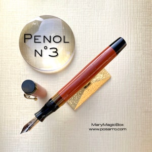 PENOL 3- Vintage coral red -fountain pen   14 k gold nib F - Danish production -1935-41 Excellent writing condition