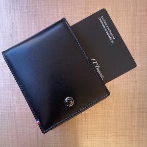 S.T.Dupont wallet etui carte de credit carbone calf Leather Collection Black Mint  NOS