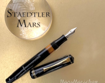 STAEDTLER Mars Vintage pluma estilográfica celuloide negro - punta de acero M Excelente estado de escritura