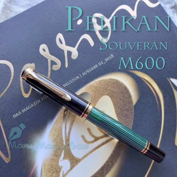 Koning Lear media Jood Buy Pelikan Souverän M600 Fountain Pen green Striped Black Cap Online in  India - Etsy