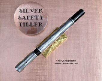 Sterlingsilber-Overlay-Füllfederhalter, Sicherheitsfüller, Goldfeder, 18 K, EF-Flex, ausgezeichneter Schreibzustand