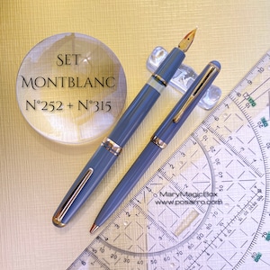 MONTBLANC Vintage Rare Grey Set – 252 Füllfederhalter – 315 Kugelschreiber – originale Goldfedergröße EF – ausgezeichneter Zustand