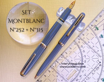 MONTBLANC Vintage Rare Grey Set – 252 Füllfederhalter – 315 Kugelschreiber – originale Goldfedergröße EF – ausgezeichneter Zustand