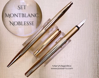 MONTBLANC Noblesse set   -fountain pen and ballpoint  -gold plated pinstripe  - gold nib F -excellent conditions 1975
