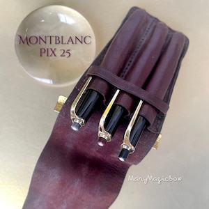 MONTBLANC Set 3 Pix 25 pencil vintage various color push button in  Excellent condition in leather pen pouch